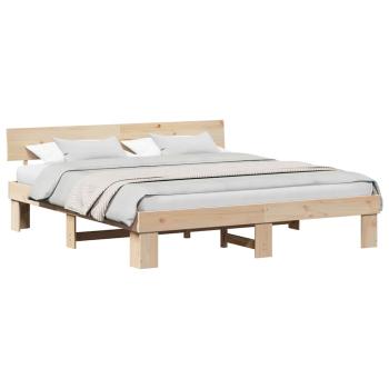 Bettgestell mit Kopfteil Braun 180 x 200 cm Massivkiefer