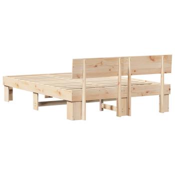 Bettgestell mit Kopfteil Braun 150 x 200 cm Massivkiefer