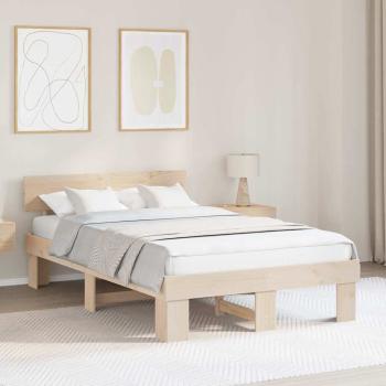 ARDEBO.de - Bettgestell mit Kopfteil Braun 140 x 190 cm Massivkiefer