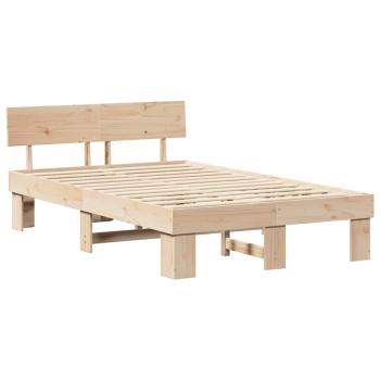 Bettgestell mit Kopfteil Braun 140 x 190 cm Massivkiefer