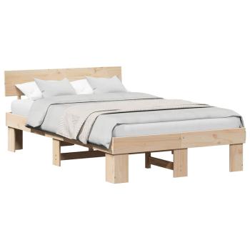 Bettgestell mit Kopfteil Braun 140 x 190 cm Massivkiefer