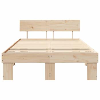 Bettgestell mit Kopfteil Braun 140 x 190 cm Massivkiefer