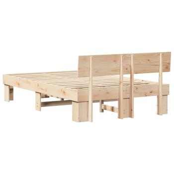 Bettgestell mit Kopfteil Braun 135 x 190 cm Massivkiefer