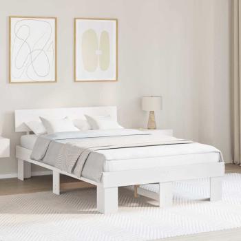 ARDEBO.de - Bettgestell mit Kopfteil Weiß 135 x 190 cm Massivkiefer