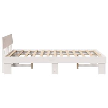 Bettgestell mit Kopfteil Weiß 120 x 190 cm Massivkiefer