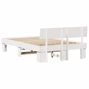 Bettgestell mit Kopfteil Weiß 120 x 190 cm Massivkiefer
