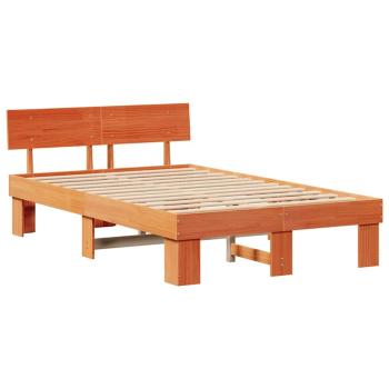 Bettgestell mit Kopfteil Wachsbraun 120 x 190 cm Massivkiefer