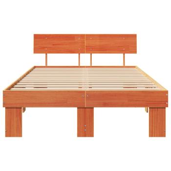 Bettgestell mit Kopfteil Wachsbraun 120 x 190 cm Massivkiefer