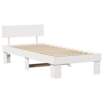 Bettgestell mit Kopfteil Weiß 80 x 200 cm Massivkiefer