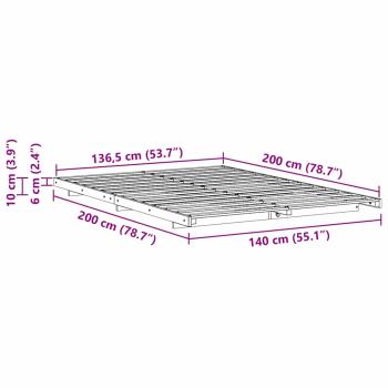 Bodenbettgestell Wachsbraun 140 x 200 cm Massivholz Kiefer