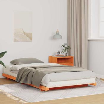 ARDEBO.de - Bodenbettgestell Wachsbraun 90 x 190 cm Massivholz Kiefer