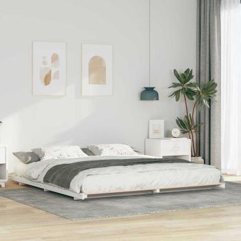 ARDEBO.de - Bodenbettgestell Weiß 180 x 210 cm Massivholz Kiefer