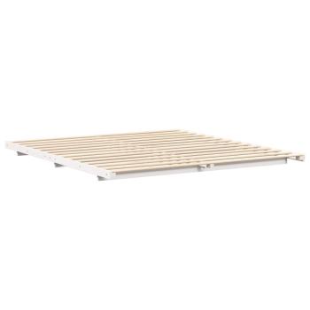 Bodenbettgestell Weiß 200 x 210 cm Massivholz Kiefer