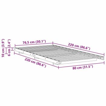 Bodenbettgestell Braun 80 x 220 cm Massivholz Kiefer