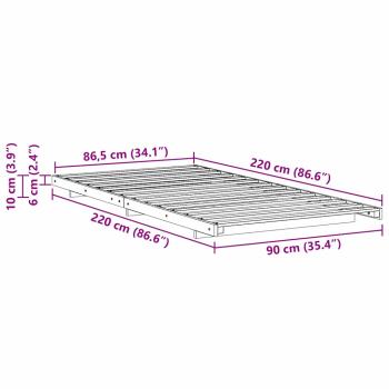 Bodenbettgestell Wachsbraun 90 x 220 cm Massivholz Kiefer
