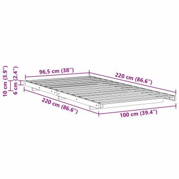 Bodenbettgestell Weiß 100 x 220 cm Massivholz Kiefer