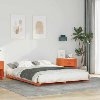 ARDEBO.de - Bodenbettgestell Wachsbraun 160 x 220 cm Massivholz Kiefer