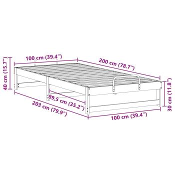 Bettgestell mit Tragegriffen Weiß 100 x 200 cm