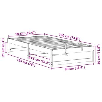 Bettgestell mit Tragegriffen Braun 90 x 190 cm