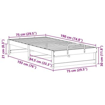 Bettgestell mit Tragegriffen Braun 75 x 190 cm