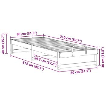 Bettgestell mit Tragegriffen Braun 80 x 210 cm