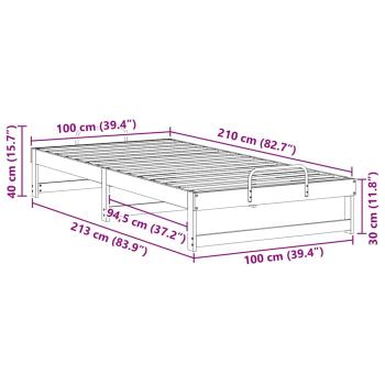 Bettgestell mit Tragegriffen Braun 100 x 210 cm