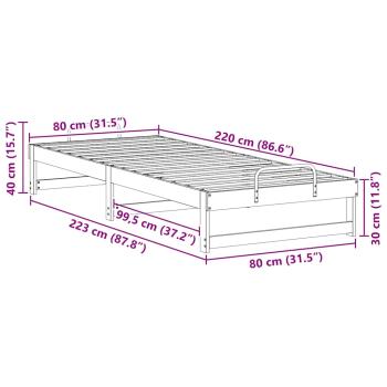 Bettgestell mit Tragegriffen Weiß 80 x 220 cm Massivholz Kiefer