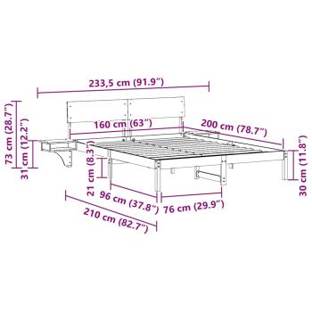 Bettgestell mit Nachttischen mit Kopfteil Braun 160 x 200 cm