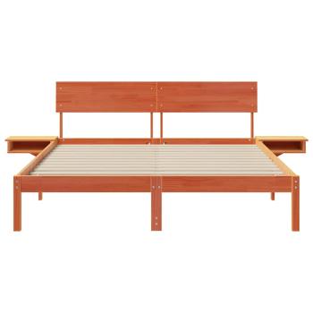 Bettgestell mit Nachttischen Wachsbraun 150 x 200 cm