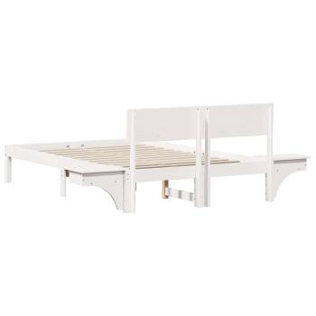 Bettgestell mit Nachttischen mit Kopfteil Weiß 120 x 200 cm