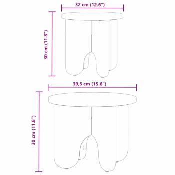 Kaffeetisch Set 2 pcs Wachsbraun 39.5 x 39.5 x 30 cm