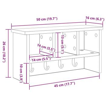Wandmontierter Kleiderständer Schwarze Eiche 50 x 16 x 26 cm
