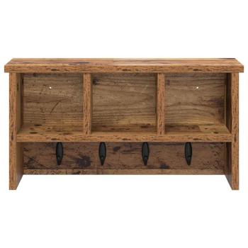 Wandmontierter Kleiderständer mit Regal Altholz 50 x 16 x 26 cm