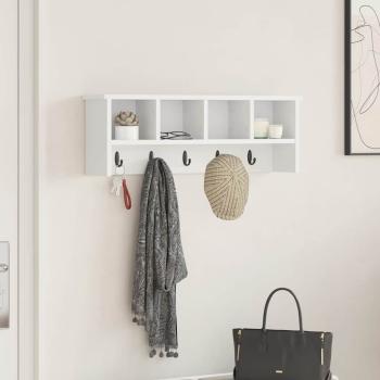 ARDEBO.de - Wandmontierter Kleiderständer mit Regal Wandmontiert mit Speicher Weiß 75 x 16 x 26 cm