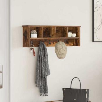 ARDEBO.de - Wandmontierter Kleiderständer Räuchereiche 75 x 16 x 26 cm