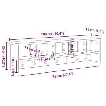 Wandmontierter Kleiderständer Grau Sonoma 100 x 16 x 26 cm