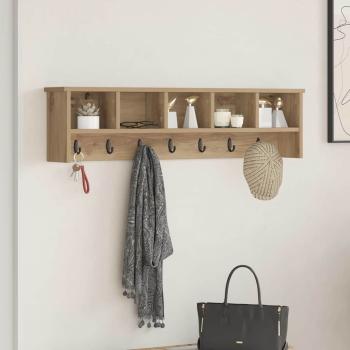 ARDEBO.de - Wandmontierter Kleiderständer mit Regal Wandmontiert mit Speicher Eiche handwerklich