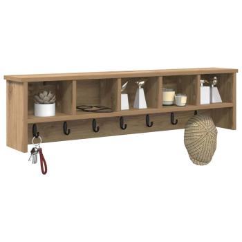 Wandmontierter Kleiderständer mit Regal Wandmontiert mit Speicher Eiche handwerklich