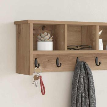 Wandmontierter Kleiderständer mit Regal Wandmontiert mit Speicher Eiche handwerklich