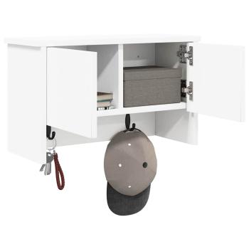 Wandmontierter Kleiderständer mit Regal Wandmontiert mit Speicher mit Tür Weiß 50 x 20 x 30 cm