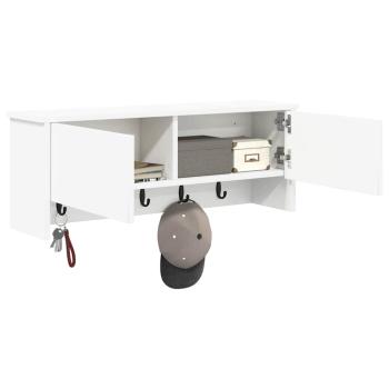 Wandmontierter Kleiderständer mit Regal Wandmontiert mit Speicher mit Tür Weiß 80 x 20 x 30 cm