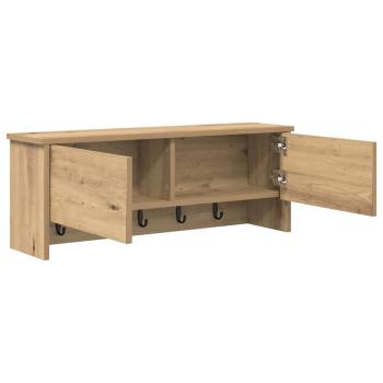 Wandmontierter Kleiderständer mit Regal Wandmontiert mit Speicher mit Tür Eiche handwerklich