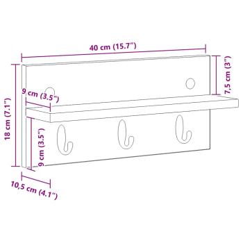 Wandmontierter Kleiderständer Grau Sonoma 40 x 10.5 x 18 cm
