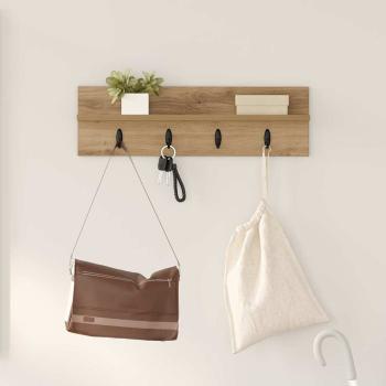 ARDEBO.de - Wandmontierter Kleiderständer mit Regal Wandmontiert Eiche handwerklich