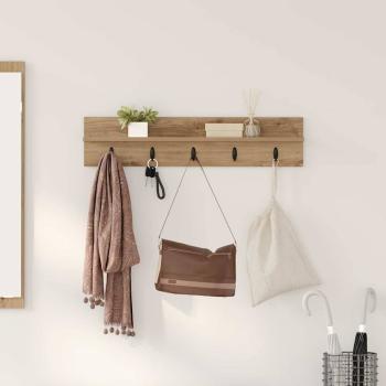 ARDEBO.de - Wandmontierter Kleiderständer mit Regal Wandmontiert Eiche handwerklich
