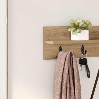 Wandmontierter Kleiderständer mit Regal Wandmontiert Eiche handwerklich