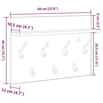 Wandmontierter Kleiderständer mit Regal Wandmontiert mit Speicher Weiß 60 x 40 x 12 cm