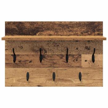 Wandmontierter Kleiderständer mit Regal Altholz 60 x 40 x 12 cm