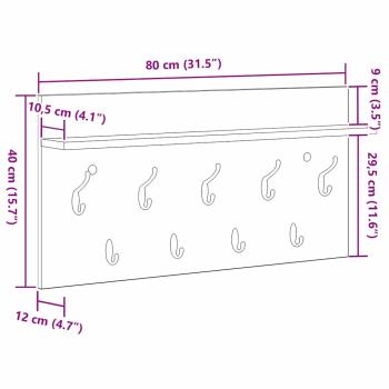 Wandmontierter Kleiderständer mit Regal Wandmontiert mit Speicher Eiche handwerklich