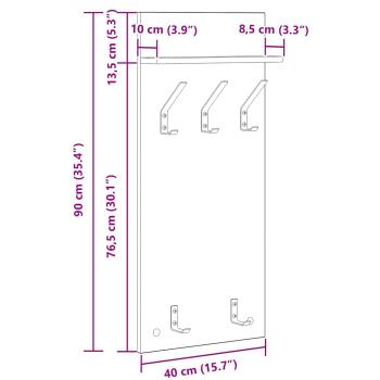 Wandmontierter Kleiderständer mit Regal Wandmontiert Weiß 90 x 40 x 10 cm